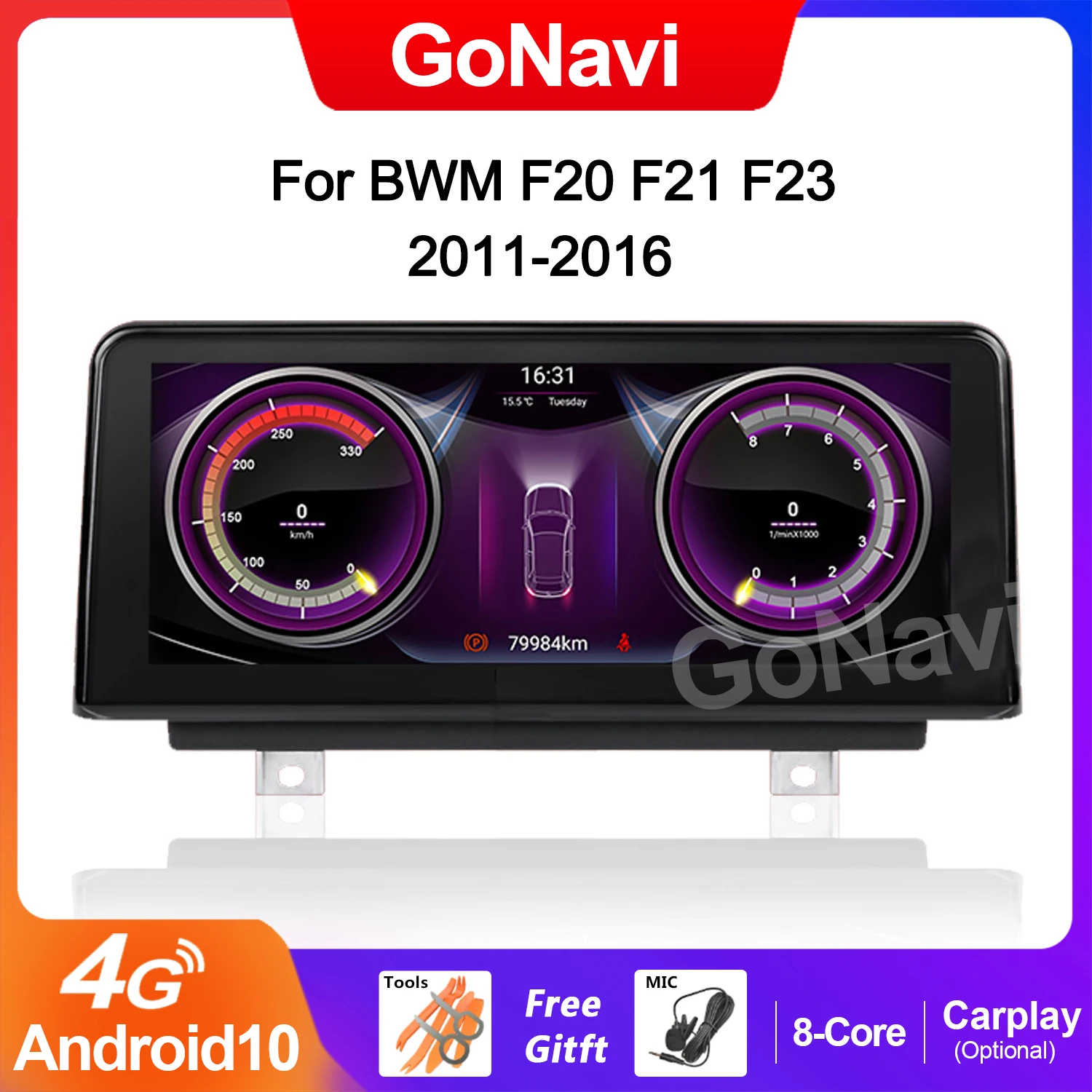 GoNavi 8 Ядерный Android 10 Автомобильный GPS Navi Радио Для BMW F20 F21 2012-2016 WIFI SIM Carplay Авто Мультимедийный Стереоплеер IPS Экран