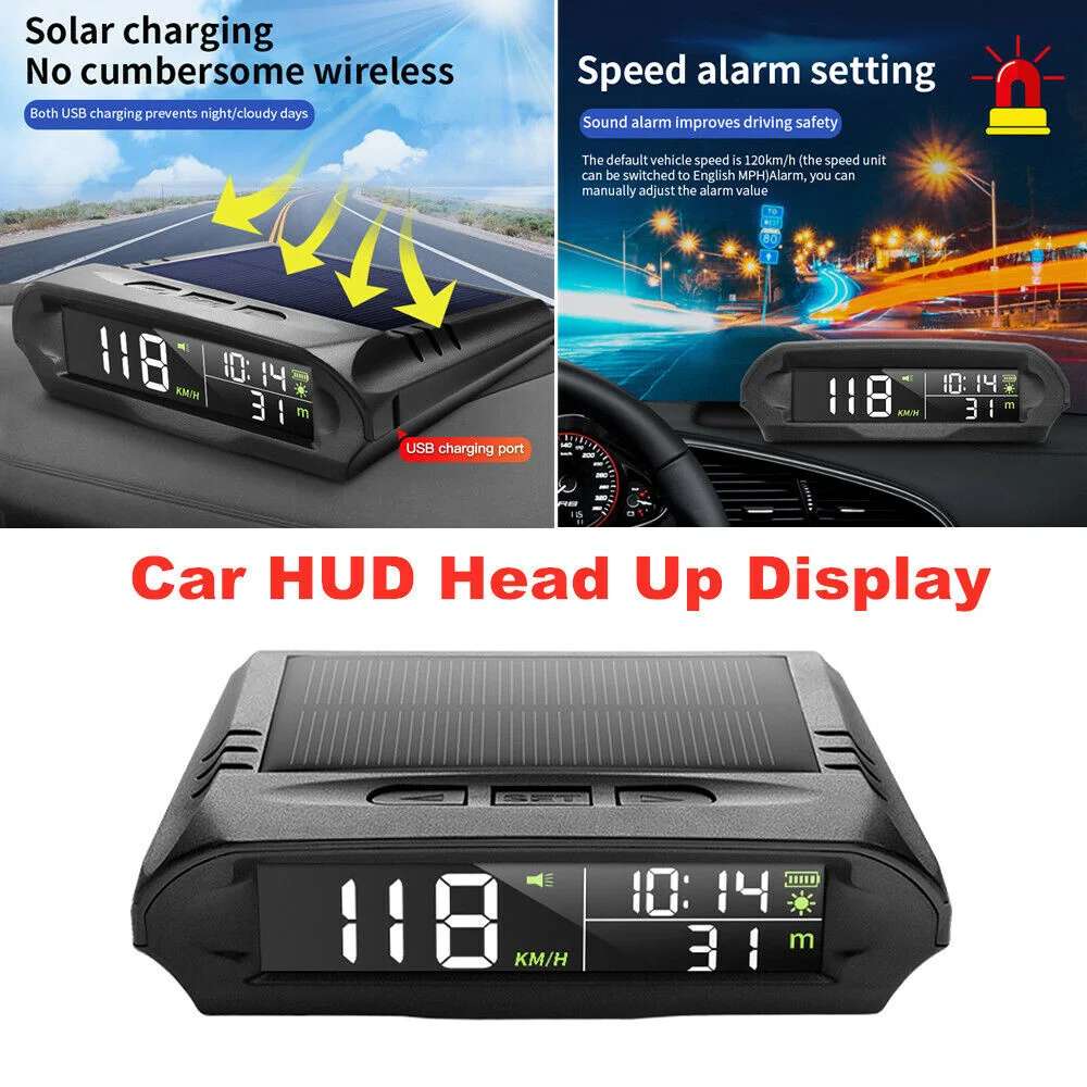 X98 Автомобильный HUD Дисплей Головной Дисплей Солнечный GPS Измеритель Скорости автомобиля, Времени, Высоты, HUD Головной Дисплей Спидометр Для Бензинового Автомобиля
