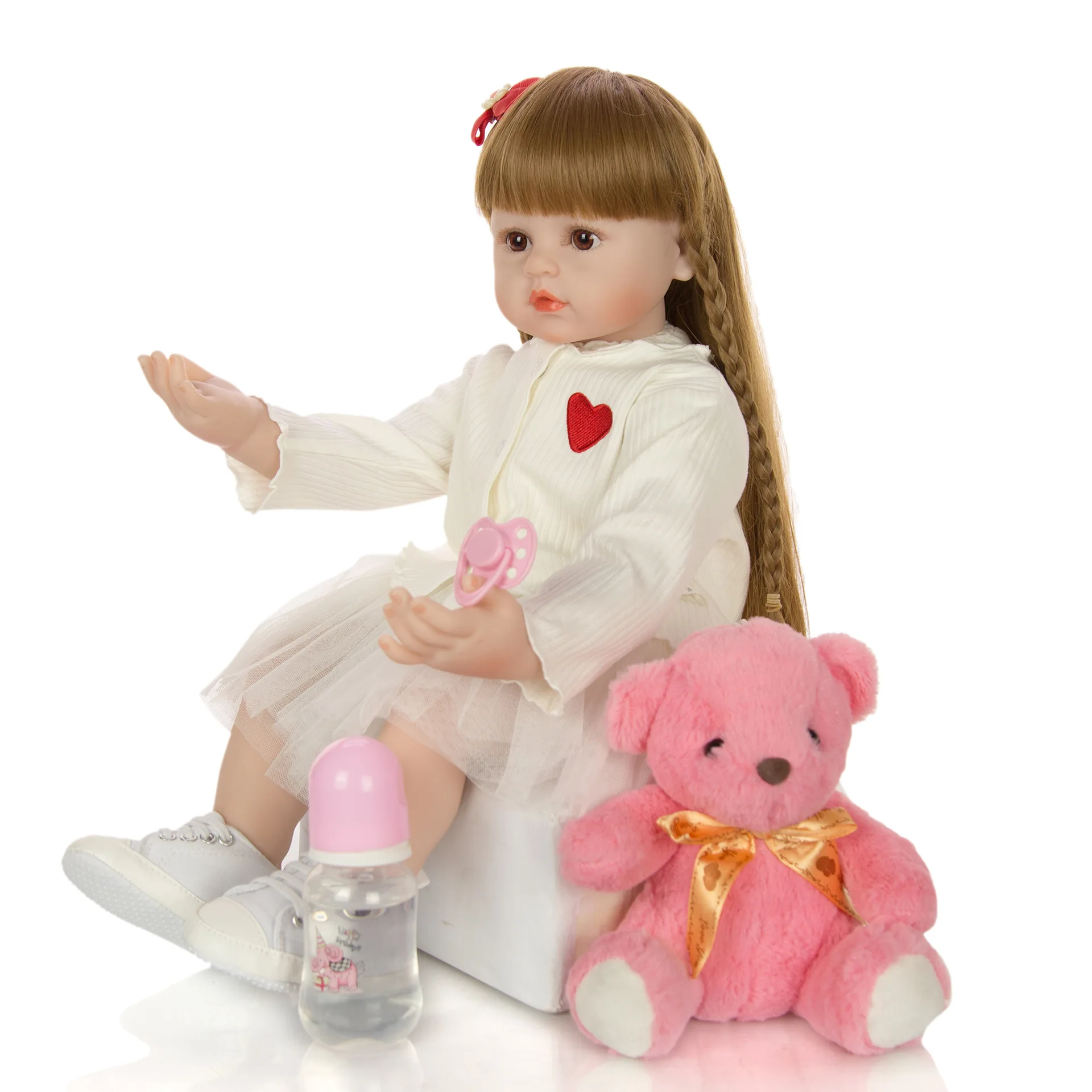 60 см Силиконовые Куклы Reborn Baby, Виниловые Куклы Reborn Baby С Длинными Волосами, Игрушки Для Девочек, Малышей, Мягкое Тело, Реалистичная Кукла Ручной Работы Для Малыша