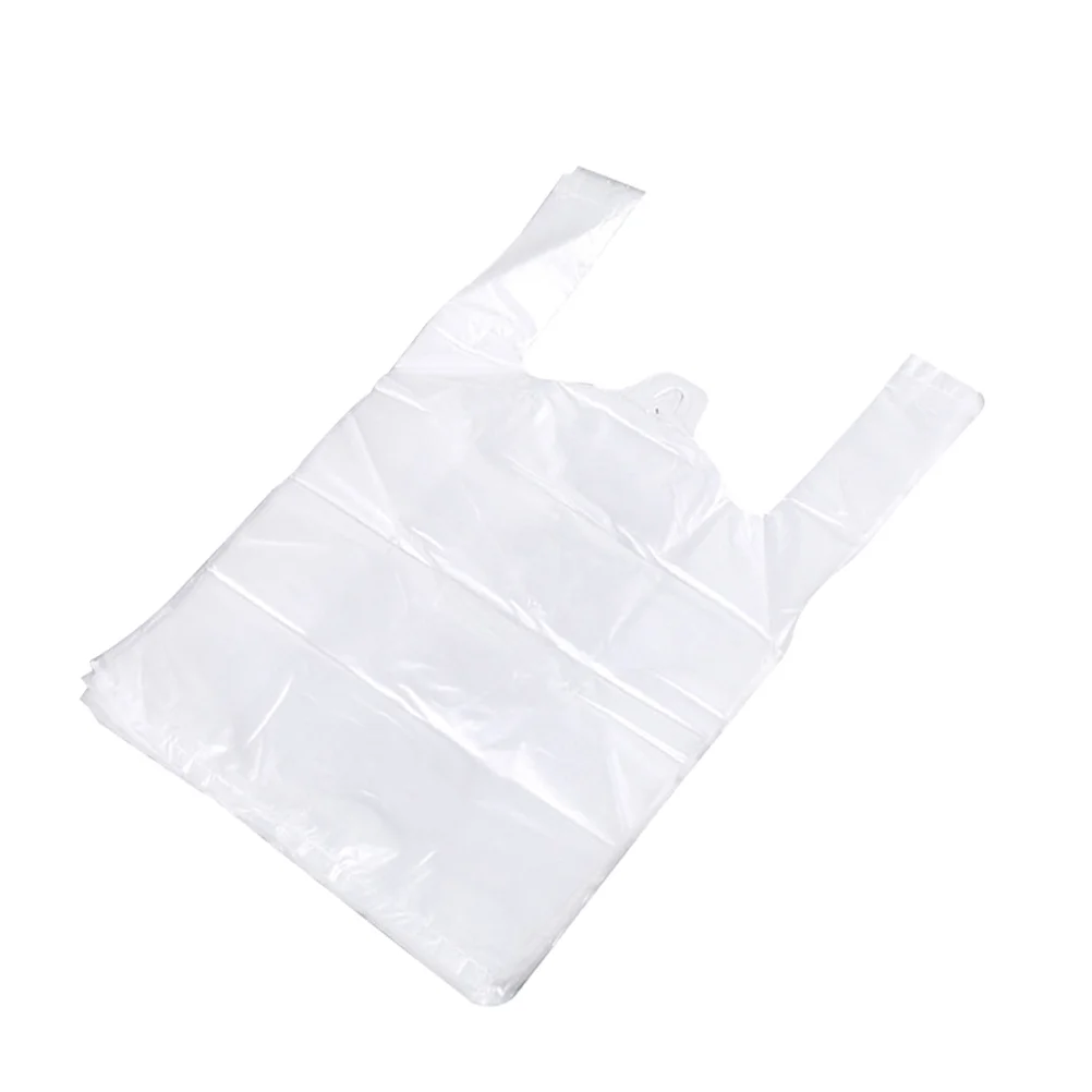 100шт Белый пищевой пластиковый пакет с ручкой для упаковки пищевых продуктов в пакет для супермаркета (20 * 30)