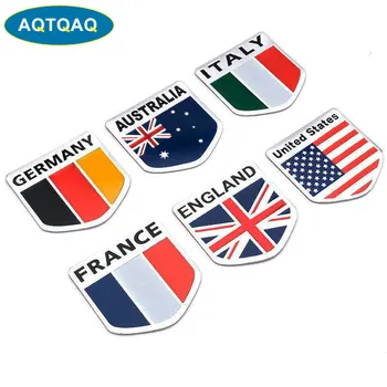 1 шт. 3D алюминиевый сплав Италия Германия Франция Россия Австралия Англия Карта Соединенных Штатов Национальный флаг Наклейка на автомобиль Для укладки автомобилей