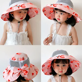 1 шт. Дышащая детская шляпа-ведро из сетки, летние солнцезащитные милые кепки для мальчиков и девочек, Рыбацкие дети