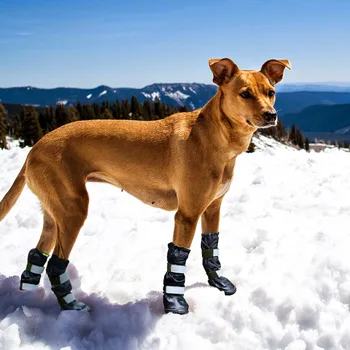 100% Водонепроницаемая обувь для больших собак на резиновой подошве, зимние уличные снегоступы с уплотнением швов, непромокаемые ботинки для собак среднего размера