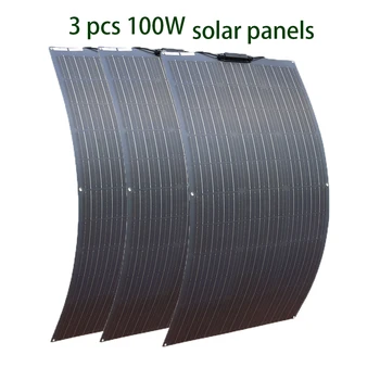 100 Вт 200 Вт 300 Вт 400 Вт Комплект солнечных панелей или 18 В Гибкая Моно Фотоэлектрическая Солнечная пластина Мощностью 12 В 24 В Высокоэффективные панели Solares