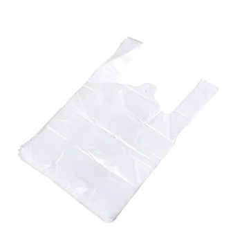 100шт Белый пищевой пластиковый пакет с ручкой для упаковки пищевых продуктов в пакет для супермаркета (20 * 30)