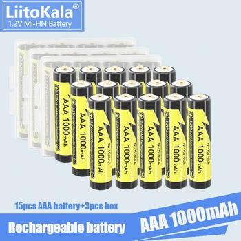 15шт LiitoKala AAA Аккумулятор 1,2 В Ni-MH Аккумуляторные батареи 1000 мАч 3A aaa фонарик аккумулятор с 3ШТ держателем батареи AAA/AA