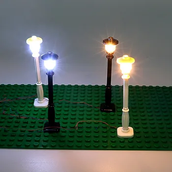 2 шт./компл. Уличные фонари MOC, городские блоки для детских игрушек, DIY Kit, Совместимые Классические городские Строительные кирпичи, лампы с USB-подсветкой или нет