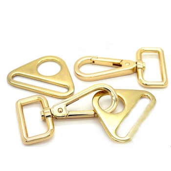 20 комплектов золотых поворотных защелкивающихся крючков для ворот, застежка-коготь омара, поставляются с треугольными кольцами
