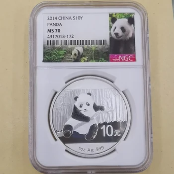 2014 Китайская Серебряная памятная монета с пандой, настоящее оригинальное серебро для коллекционных монет/Слитков S10Y NGC MS70 Perfect
