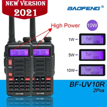 2021 UV-10R BAOFENG Радио 2 шт. Портативная Рация Двухдиапазонный КВ Трансивер USB Зарядка Высокая Мощность 10 Вт 2Way Междугороднее Радио UV10R