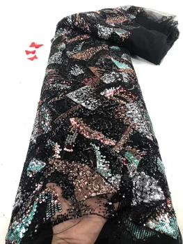 2021 Высококачественная Нигерийская Тюлевая Ткань, Французский Тюль, Кружевное Женское Платье С Вышивкой Пайетками Для Свадьбы RF4326
