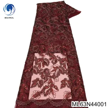 2023, Африканская Элегантная Кружевная Ткань с пайетками, Высококачественная Вышитая Нигерийская Красивая Вечерняя одежда Bestway Из французского Тюля ML63N440
