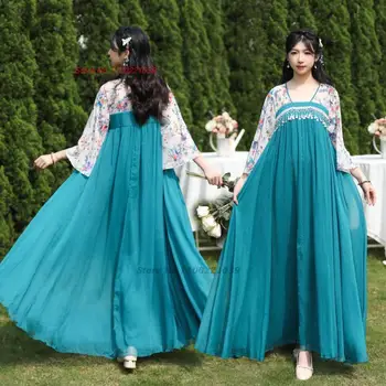 2023 женское винтажное платье hanfu китайское традиционное платье ruqun шифоновое платье hanfu с национальным цветочным принтом восточное платье принцессы