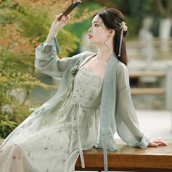 2023 китайское национальное платье hanfu в стиле ретро в китайском национальном стиле, платье в винтажном стиле, шифоновое платье с восточным цветком, женское улучшенное платье hanfu qipao