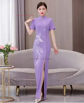 2023 китайское улучшенное платье ципао с национальной вышивкой феникса, элегантное восточное вечернее платье для банкета, vestido