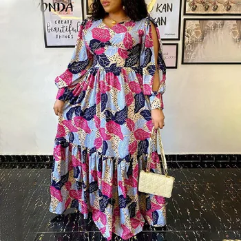 2023 Летнее платье Макси с принтом в африканском стиле и высокой талией для женщин, Традиционная одежда в стиле дашики, Анкара, Большие размеры, Африканские повседневные наряды