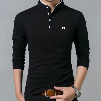2023 Новая мужская футболка для гольфа с длинным рукавом, Классическая однотонная молодежная модная Деловая Повседневная Мужская рубашка ПОЛО, Мужская спортивная футболка, топ
