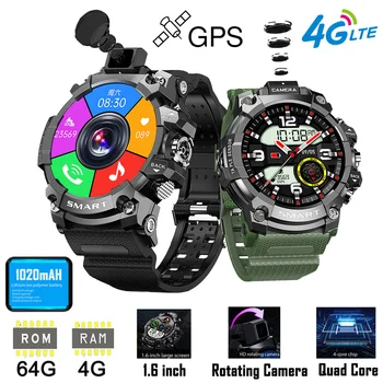2023 Новые Android 4G Смарт-часы Для Спорта на открытом воздухе GPS WiFi Флип-Камера 1,6 Дюймов 400*400 Экран 4G RAM 64G ROM Sim-карта Smartwatch