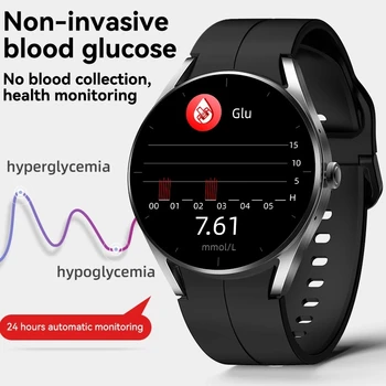 2023 Новый неинвазивный монитор уровня глюкозы в крови, умные часы с сердечным ритмом, Bluetooth-вызов, Умные часы ECG + PPG, умные часы для мужчин и женщин