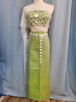 2023 таиланд традиционная одежда винтажное дорожное платье, завернутое в тонкую ткань, женщины Юго-Восточной Азии, многоцветные фестивальные костюмы