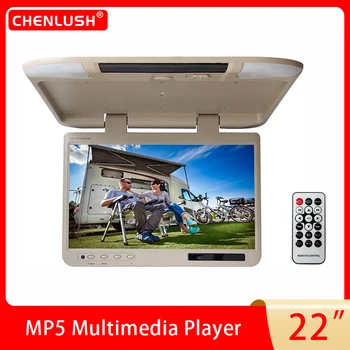 22-Дюймовый Автомобильный Монитор для Крепления на крыше HD ЖК-экран 1080P Мультимедийный Видеоплеер Откидной Потолочный телевизор Поддержка MP5 FM HDMI Зеркальная Ссылка