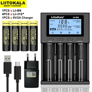 4 шт. аккумулятор Liitokala Lii-31S 18650 3,7 В, литий-ионный аккумулятор 3100mA 35A для устройств с высоким дренажом. + Зарядное устройство Lii-M4 5 В 2a