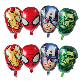 4шт 18-дюймовый Человек-паук, Капитан Америка, Халк, Голова Железного Человека, воздушные шары из фольги, Воздушные шары 