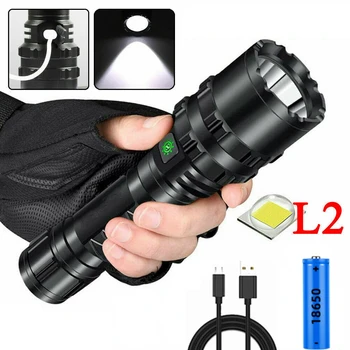 5 режимов L2 LED, тактический охотничий фонарик, USB перезаряжаемая водонепроницаемая тактическая лампа-факел