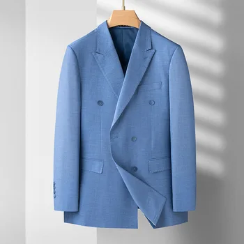 5837 - мужские полосатые двубортные костюмы 91 для отдыха и мужской тонкий пиджак европейского образца