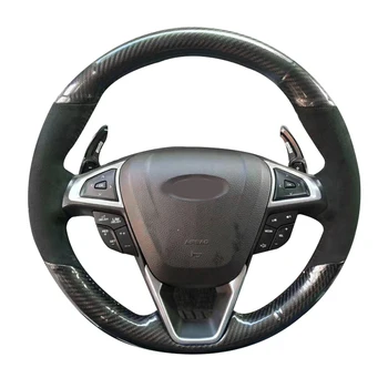 5D Чехол для ручного шитья рулевого колеса из углеродного волокна и замши, пригодный для Ford Mondeo Fusion 2013-2019/Edge 2015-2019