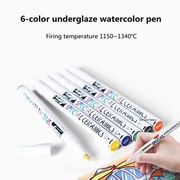 6 цветов/набор новых Керамических Подглазурных акварельных ручек, Глазурная ручка, Керамическая живопись, сделай сам, Керамическая краска, Специальный инструмент для раскрашивания