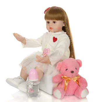 60 см Силиконовые Куклы Reborn Baby, Виниловые Куклы Reborn Baby С Длинными Волосами, Игрушки Для Девочек, Малышей, Мягкое Тело, Реалистичная Кукла Ручной Работы Для Малыша