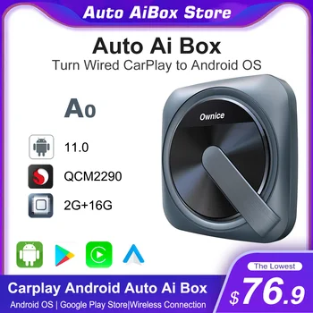 Auto Ai Box A0 Android 11 Carplay Apple Pie Мини Беспроводной Адаптер для автомобильного Воспроизведения Для Spotify Netflix JEEP Audi Mazda Toyota VW Kia