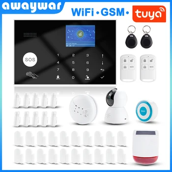 Awaywar Tuya 433 МГц Беспроводной WIFI GSM RFID Комплект Охранной Сигнализации ПРИЛОЖЕНИЕ Дистанционное Управление Охранный Умный Дом PIR Дверной Детектор