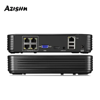 AZISHN H.265AI H.264 4CH 8MP PoE NVR HD Система Видеонаблюдения ONVIF Security NVR DVR POE 48V P2P ONVIF Сетевой Видеомагнитофон