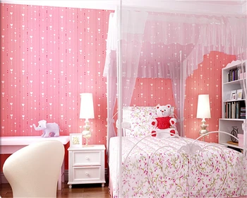 beibehang papel de parede Детская комната спальня для девочек нетканые обои фон стены розовый персиковый штамп в вертикальную полоску