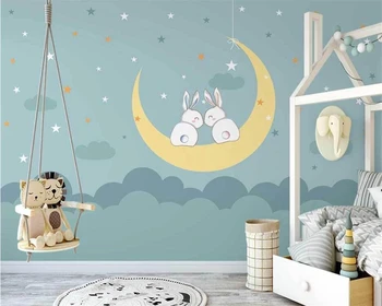 beibehang Обои на заказ домашний декор новая скандинавская ручная роспись Луна корабль облака фоновые обои для детской комнаты
