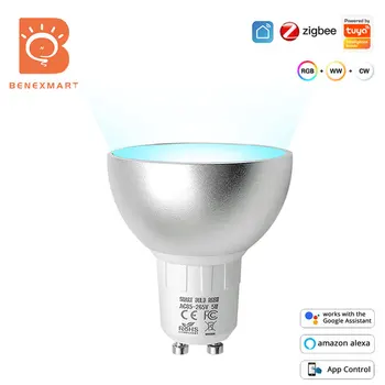 Benexamrt Zigbee 3,0 GU10 Светодиодная Лампа Smart Spotlighting RGBCW Лампа С Регулируемой Яркостью Tuya Приложение Smartthings Alexa Google Home Control