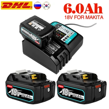 BL1860 Перезаряжаемая Литий-ионная батарея 18 V 6000mAh для Makita 18v Battery BL1840 BL1850 BL1830 BL1860B LXT 400