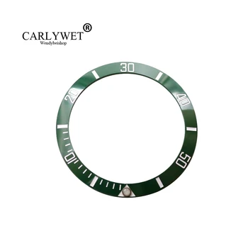 CARLYWET Оптовая Продажа Сменный Зеленый с Белыми Надписями Керамический Безель 38 мм Вставка сделано для Submariner GMT 40 мм 116610 LN