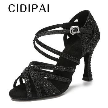 CIDIPAI/ Обувь для латиноамериканских танцев, женская танцевальная обувь для сальсы, блестящая танцевальная обувь для вечеринок в помещении, золотые женские свадебные туфли