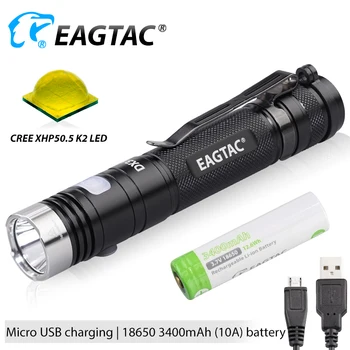 EAGTAC DX3L Micro USB перезаряжаемый светодиодный фонарик XHP50.2 2500lm Супер яркий светодиодный фонарь 18650 в комплекте