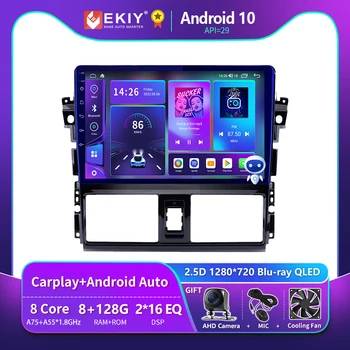 EKIY T900 Android 10 Для Toyota Vios Yaris 2014-2016 Автомобильный Радио Мультимедийный Плеер GPS Навигация Автомобильный Android Auto Carplay Без DVD