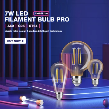 Gledopto Zigbee 3,0 Smart Dimmable ST64/A60/G95 7 Вт Pro Светодиодная лампа Накаливания в стиле ретро E27 Для Внутреннего Декоративного освещения