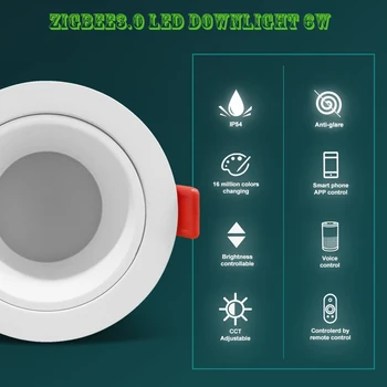 GLEDOPTO Zigbee3.0 Светодиодный Светильник Потолочный Светильник 6 Вт RGBCCT, Меняющий Цвета, Затемняемый Светильник, Приложение/Голос/Дистанционное Управление Home Deor