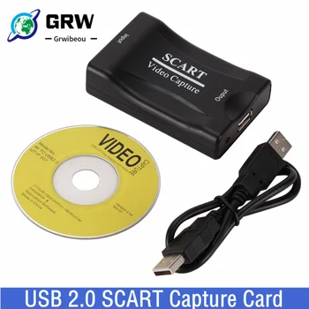 Grwibeou USB 2,0 Карта Видеозахвата 1080P Scart Игровая Приставка Для Записи Прямой Трансляции Домашнего Офиса DVD-Граббер Подключи и Играй