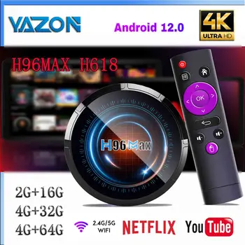 H96Max H618 Smart Adroid TV Box WIFI6 BT5.0 + HDR10 Google Play 4G 64GB Youtube Allwinner H618 телеприставка 2023
