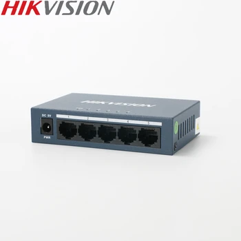 Hikvision DS-3E0505SP-E/R Неуправляемый Магистральный коммутатор PoE Switch 5 Портов 10/100/1000 Мбит/с Адаптивные IP-камеры видеонаблюдения из металлического материала