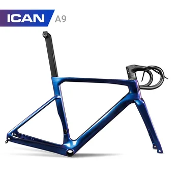 ICAN Новый дизайн, велосипедная рама с полностью карбоновым дорожным дисковым тормозом, все внутренние кабельные детали для велосипеда velo de route