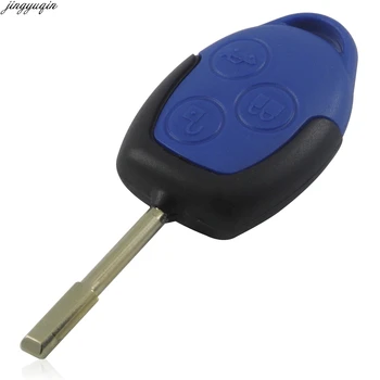 Jingyuqin 10 шт./лот, 3 Кнопки Автоматической Замены, дистанционный брелок для ключей Ford Mondeo Focus Transit, Синий чехол